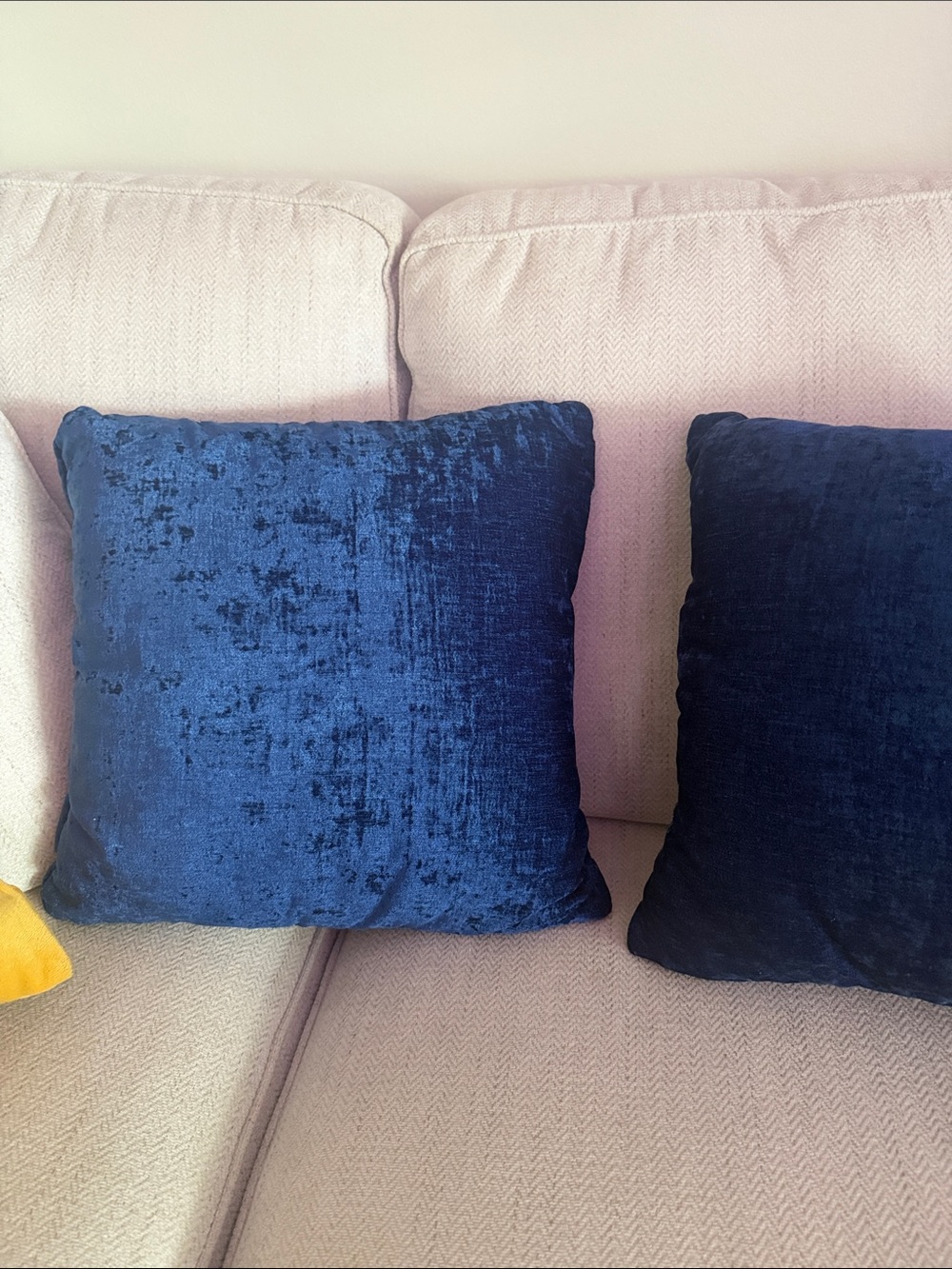 Two plush Velvet Accent Pillow in Navy Blue - Picture 6 of 6